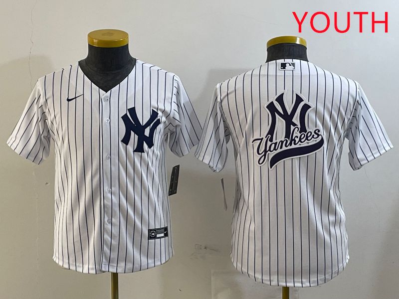 Youth New York Yankees Blank White Stripe Game 2025 Nike MLB Jersey style 23